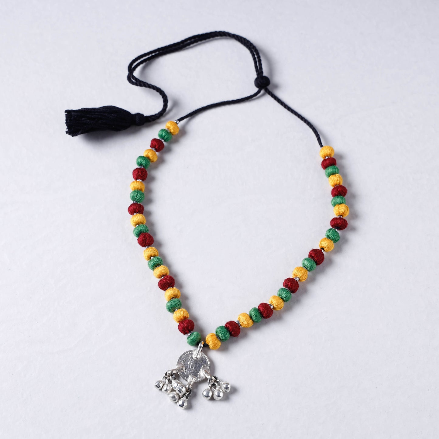 Lambani Thread & Bead Work Coin Pendant Necklace