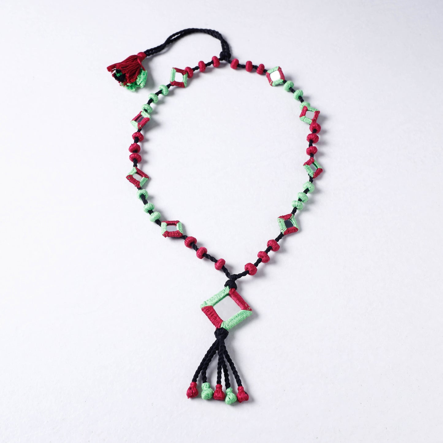 Lambani Thread & Mirror Work Hand Embroidery Necklace