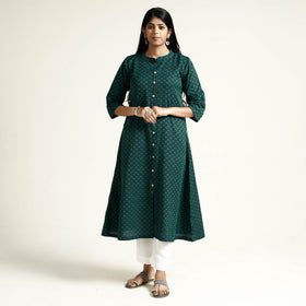 Buy Jacquard Cotton A-Line Kurta for Women