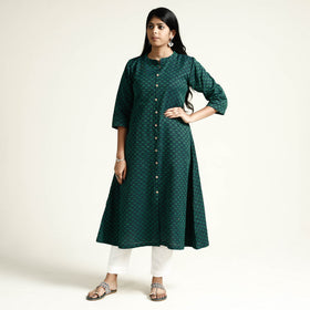 Buy Jacquard Cotton A-Line Kurta for Women