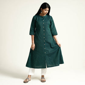 Buy Jacquard Cotton A-Line Kurta for Women