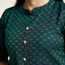 Buy Jacquard Cotton A-Line Kurta for Women