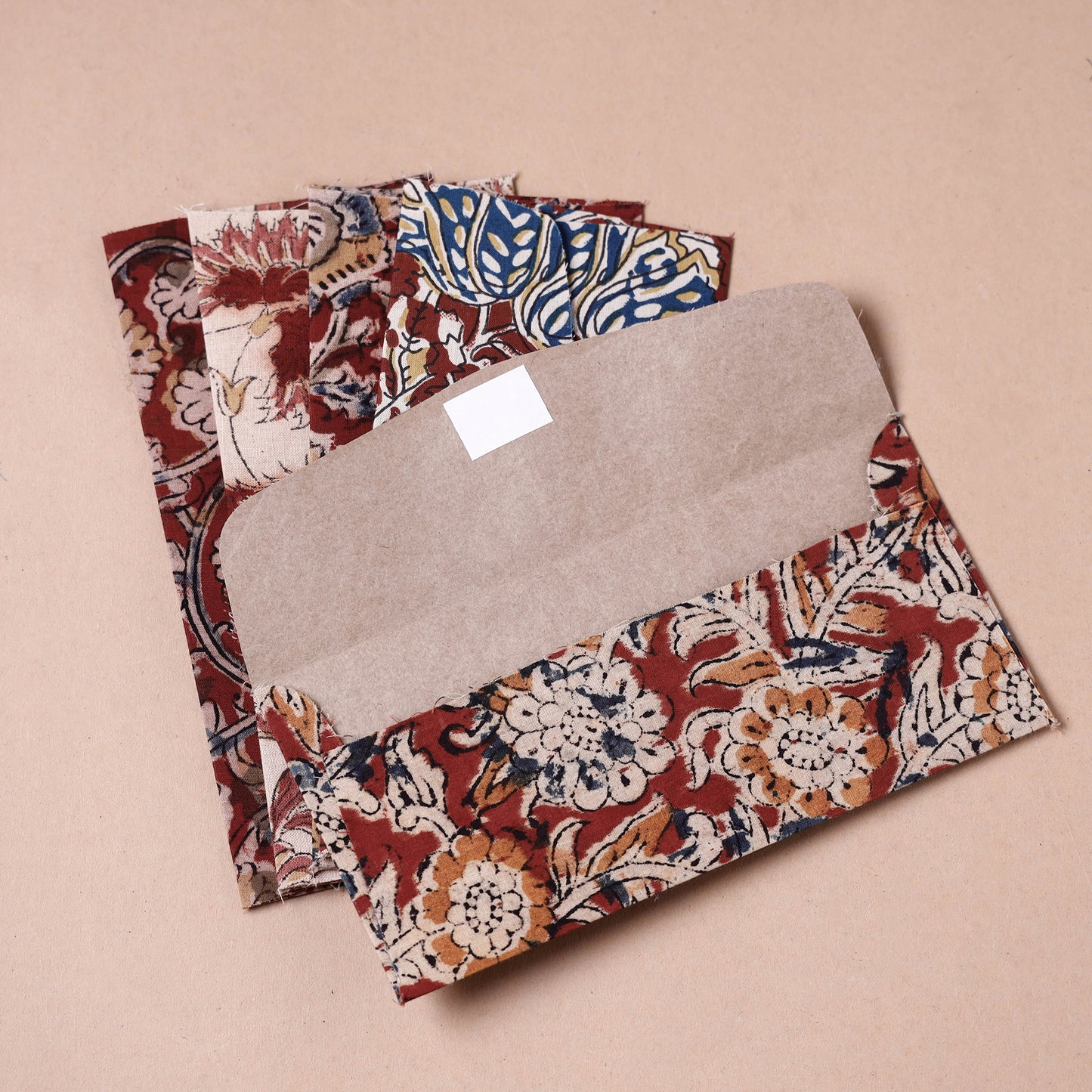 Handmade Kalamkari Block Printed Fabric Envelope (Assorted - Set of 5)