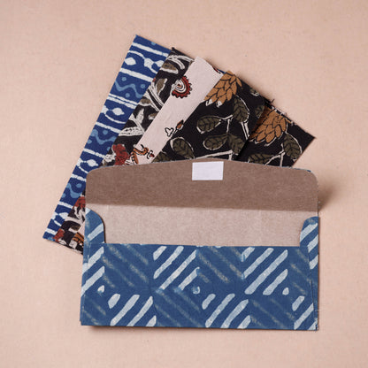 Handmade Bagru Block Printed Fabric Envelope (Assorted - Set of 5)