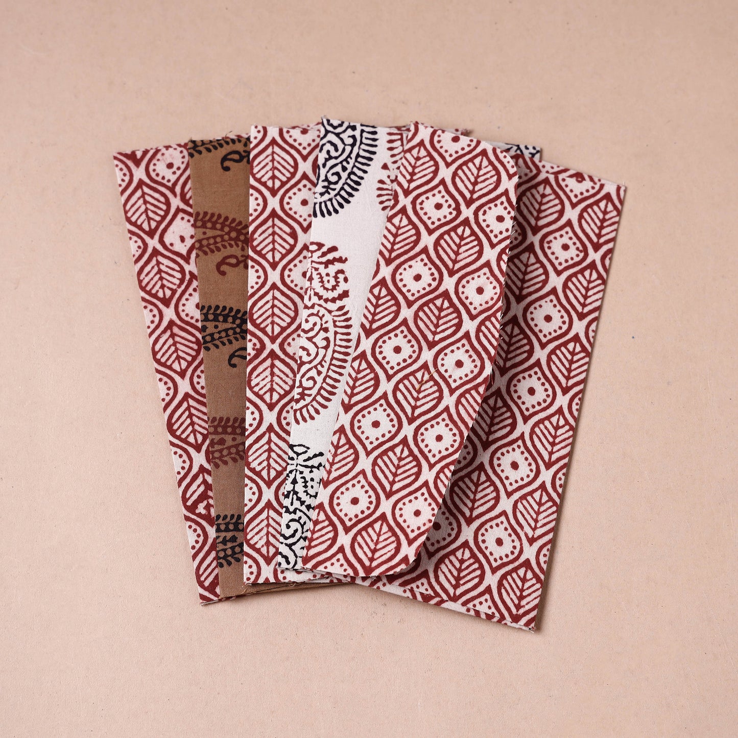 Handmade Bagh Block Printed Fabric Envelope (Assorted - Set of 5)