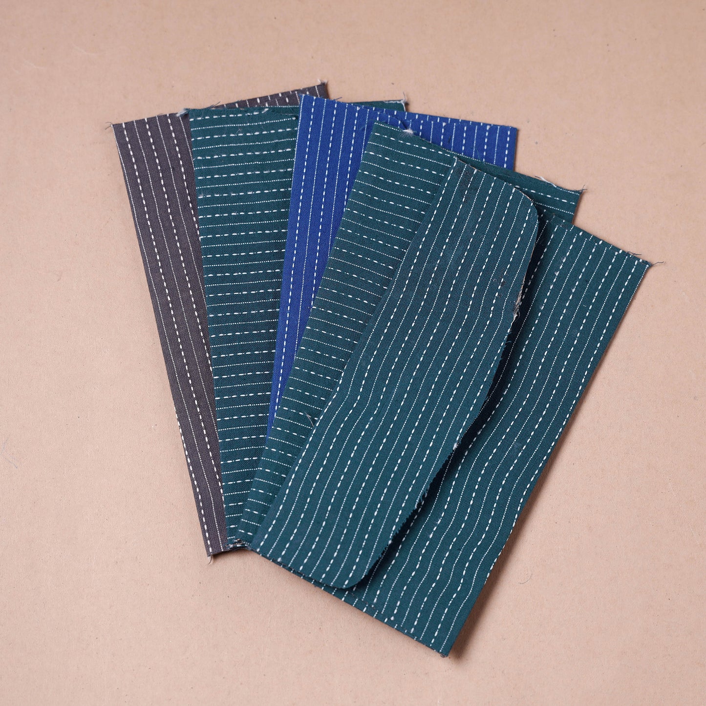 Handmade Running Stitch Cotton Fabric Envelope (Assorted - Set of 5)