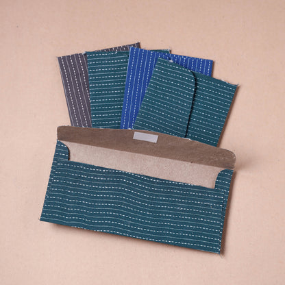 Handmade Running Stitch Cotton Fabric Envelope (Assorted - Set of 5)