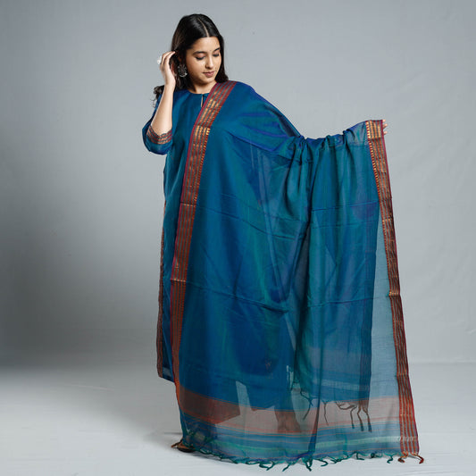 Blue - Dharwad Cotton Kurta with Palazzo & Dupatta Set