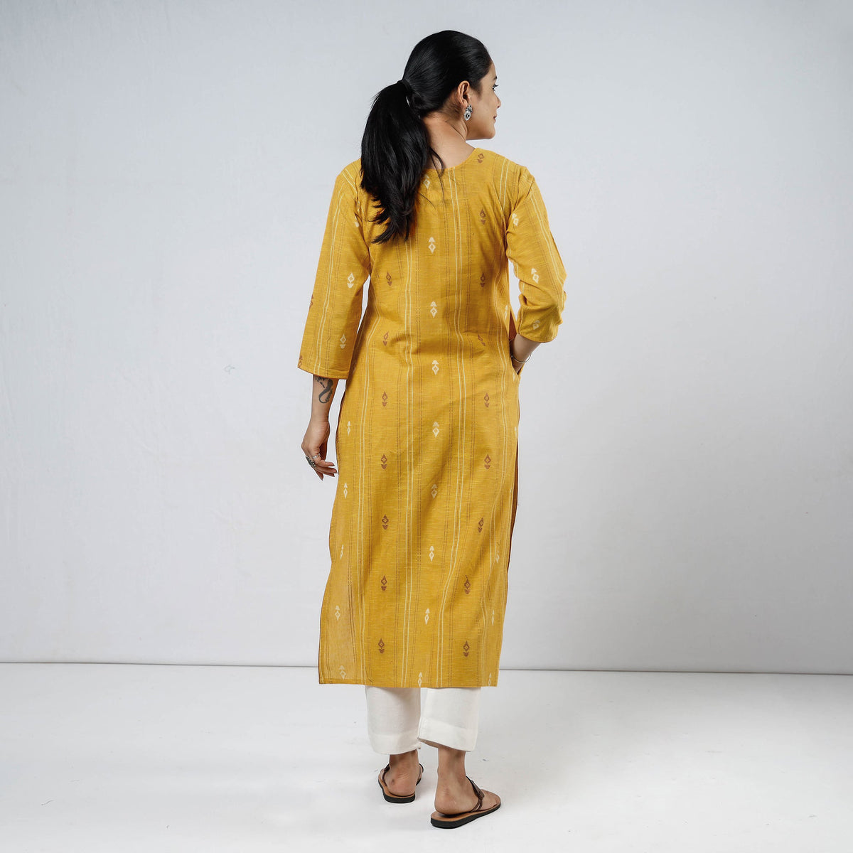 Yellow - Jacquard Cotton Straight Kurta 06