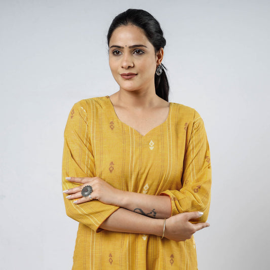 Yellow - Jacquard Cotton Straight Kurta 06