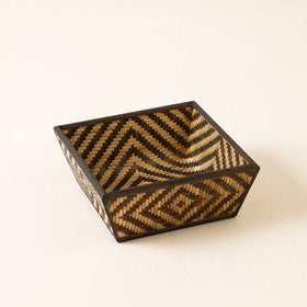  Brown Kadam Haat Handmade Bamboo Fruit Basket (Black - Set of 2) 