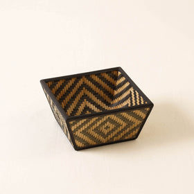  Brown Kadam Haat Handmade Bamboo Fruit Basket - Small (Black) 