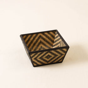  Brown Kadam Haat Handmade Bamboo Fruit Basket (Black - Set of 2) 