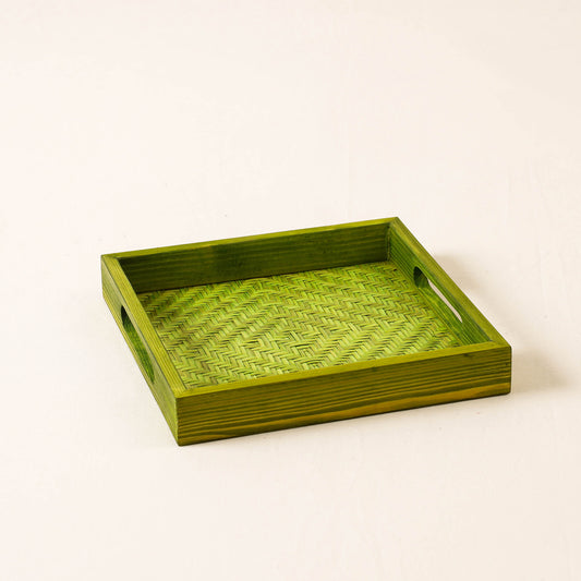 Kadam Haat Handmade Bamboo Square Tray - Small (Olive)