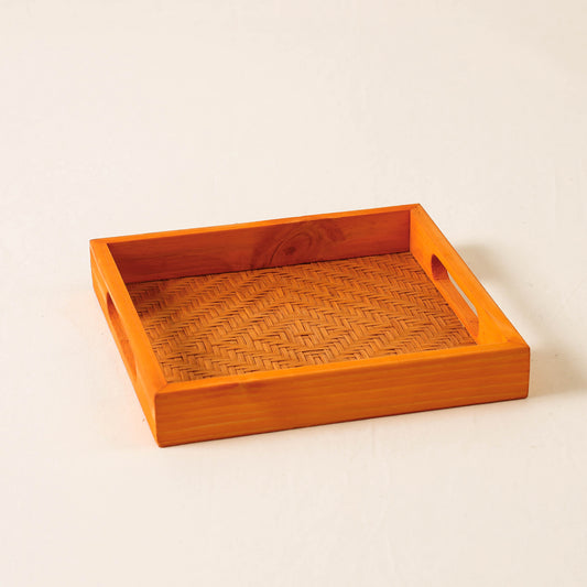 Kadam Haat Handmade Bamboo Square Tray - Small (Orange)