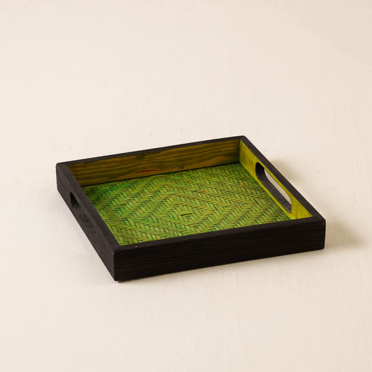 Kadam Haat Handmade Bamboo Square Tray - Small (Green)