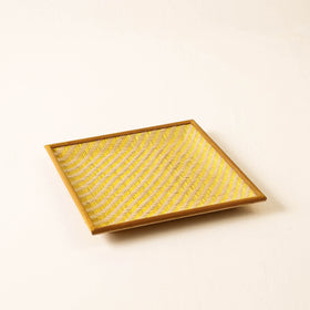 Kadam Haat Handmade Bamboo Cereal Yellow Tray (Set of 3)
