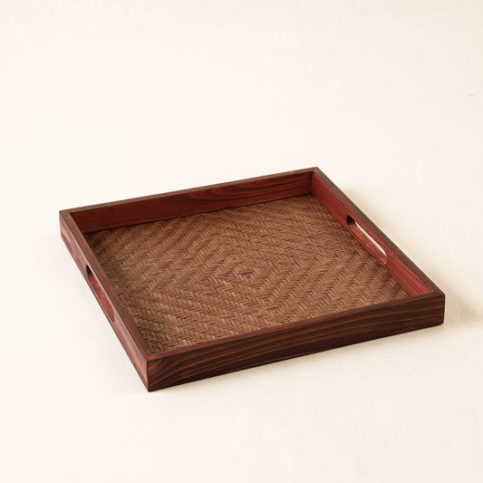 Kadam Haat Handmade Bamboo Square Tray - Medium (Brown)