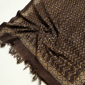 Brown Akola Block Printed Pure Handloom Cotton Towel 