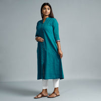 Pine Green Dharwad Cotton Long Kurta