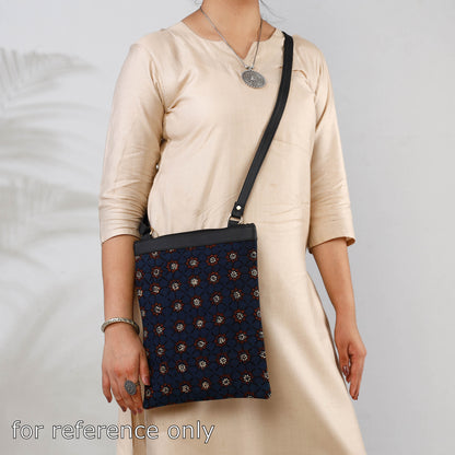 Beige - Handcrafted Sanganeri Printed Leather Sling Bag