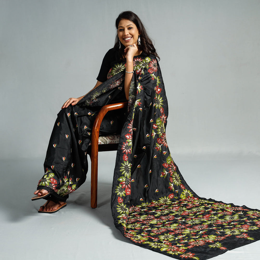 Kantha embroidery Saree