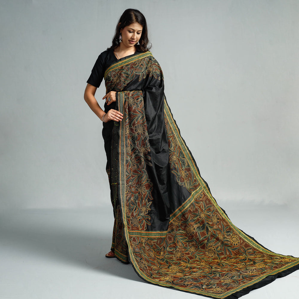 Kantha embroidery Saree