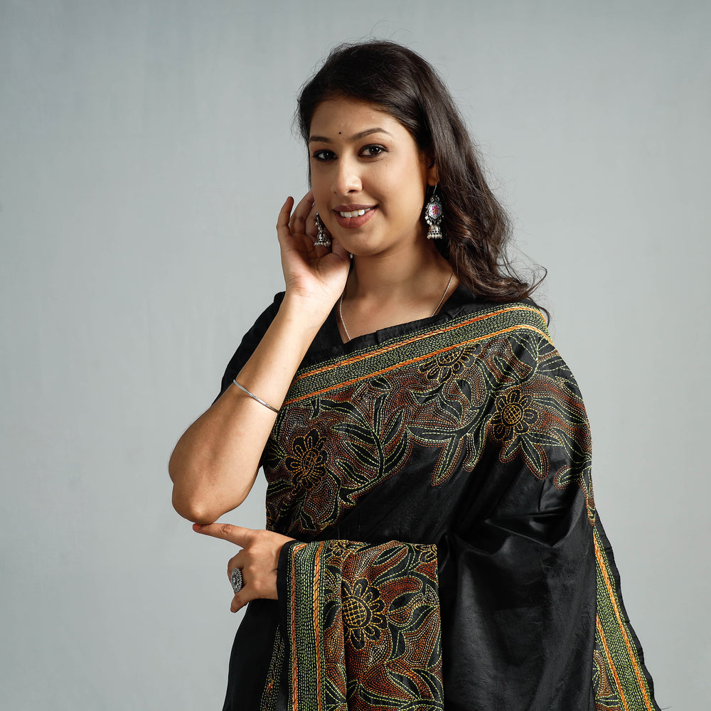 Kantha embroidery Saree