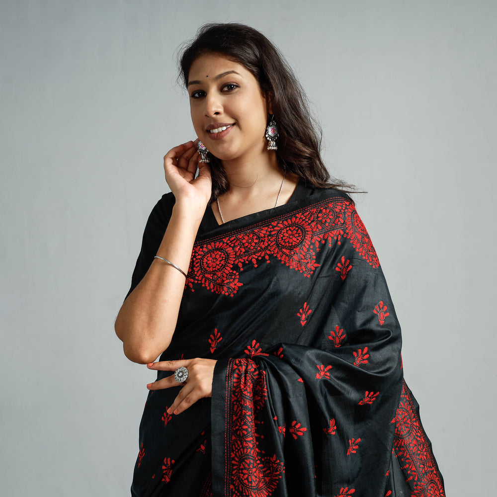 Kantha embroidery Saree