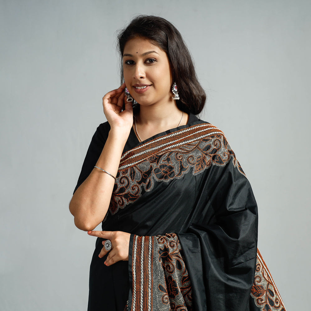 Kantha embroidery Saree