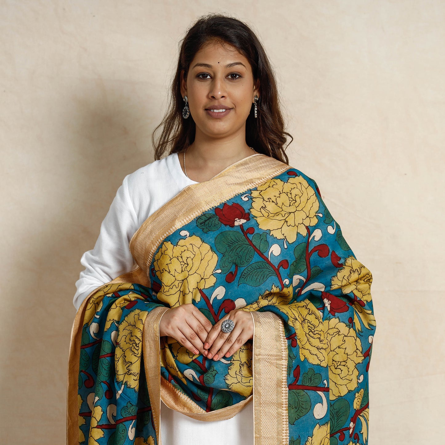 kalamkari silk cotton dupatta