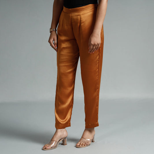 Bronze Brown - Plain Modal Silk Elasticated Pant
