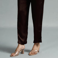 Dark Brown - Plain Modal Silk Elasticated Pant