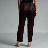 Dark Brown - Plain Modal Silk Elasticated Pant