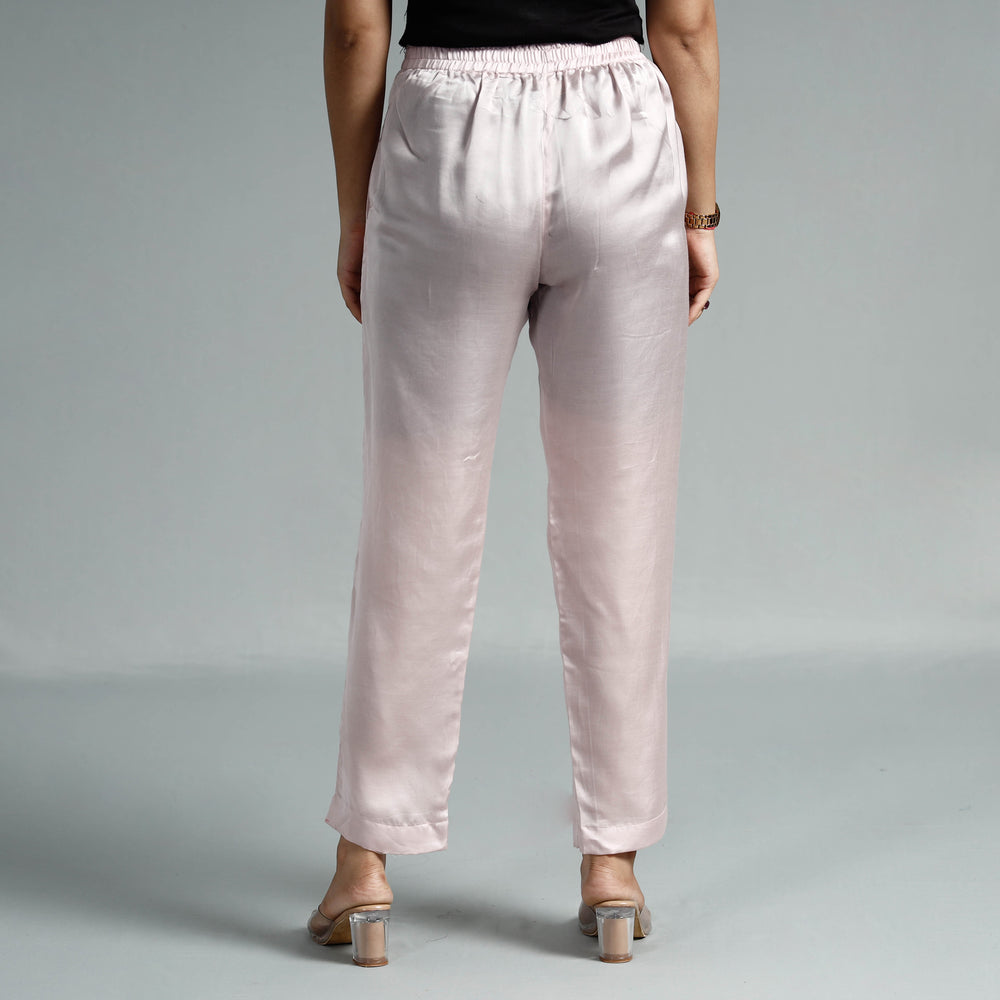 Light Purple - Plain Modal Silk Elasticated Pant