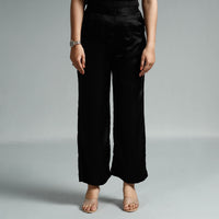 Black Plain Modal Silk Elasticated Pant