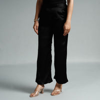 Black Plain Modal Silk Elasticated Pant