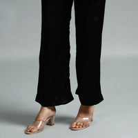 Black Plain Modal Silk Elasticated Pant