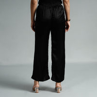 Black Plain Modal Silk Elasticated Pant