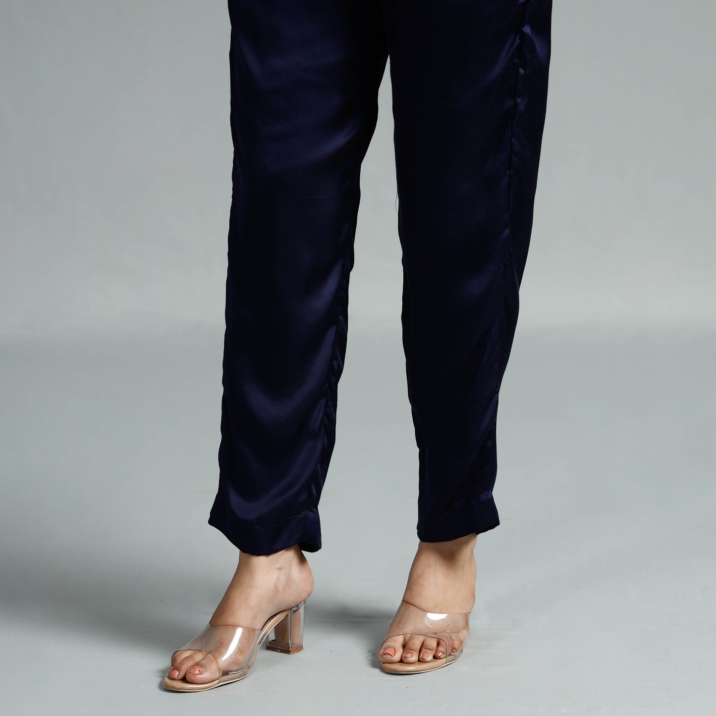 Navy Blue Plain Modal Silk Elasticated Pant