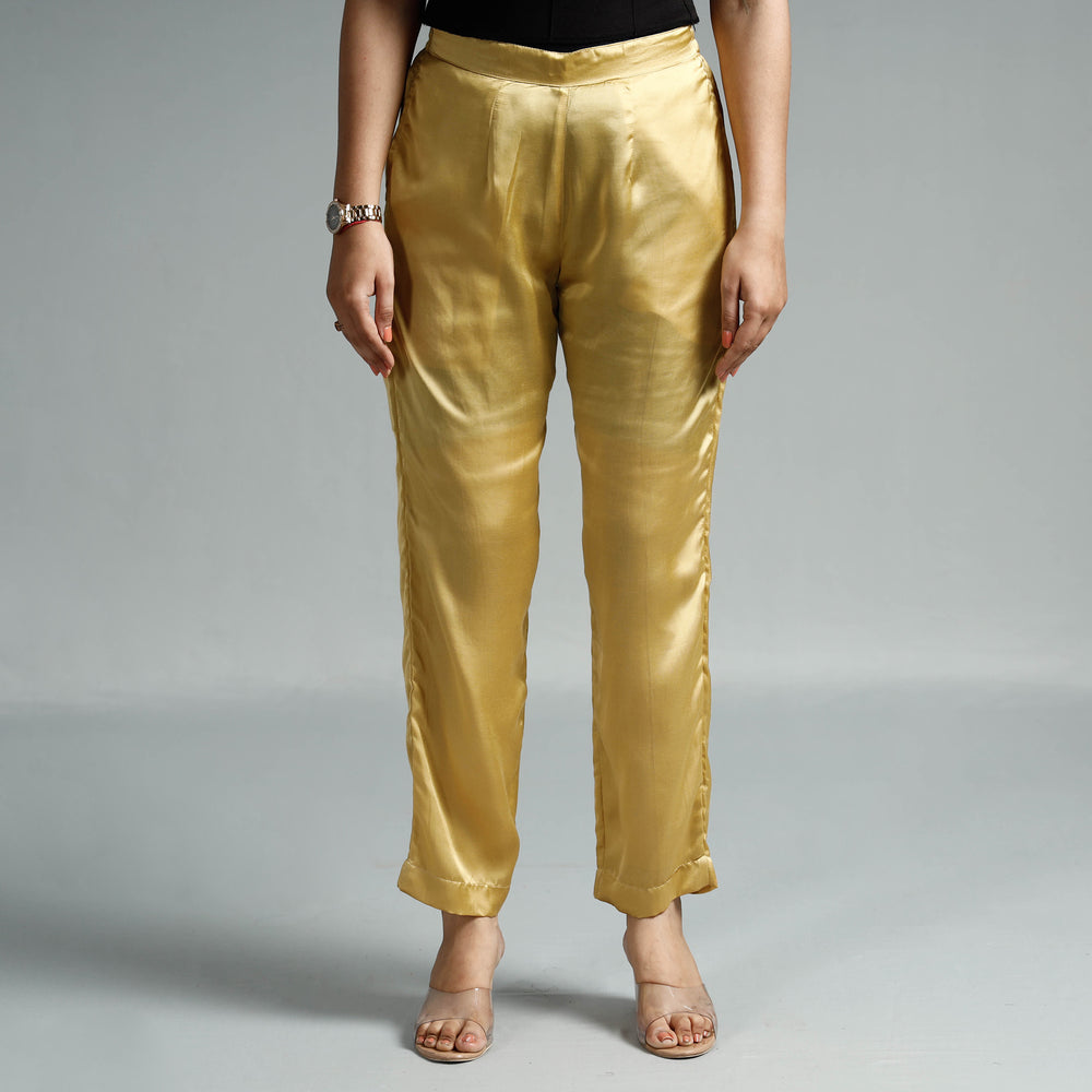 Light Brown Khaki - Plain Modal Silk Elasticated Pant