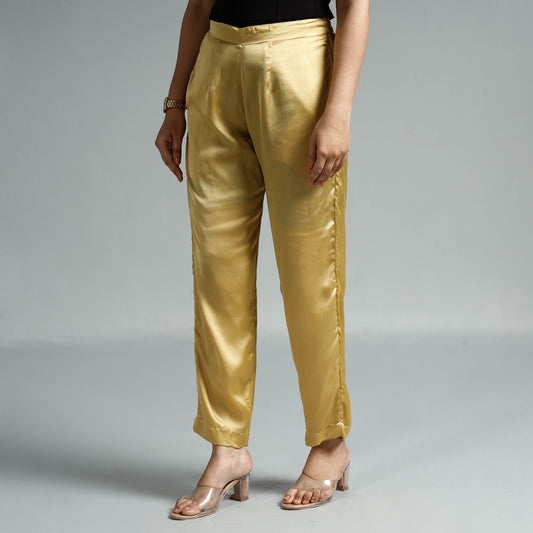 Light Brown Khaki - Plain Modal Silk Elasticated Pant