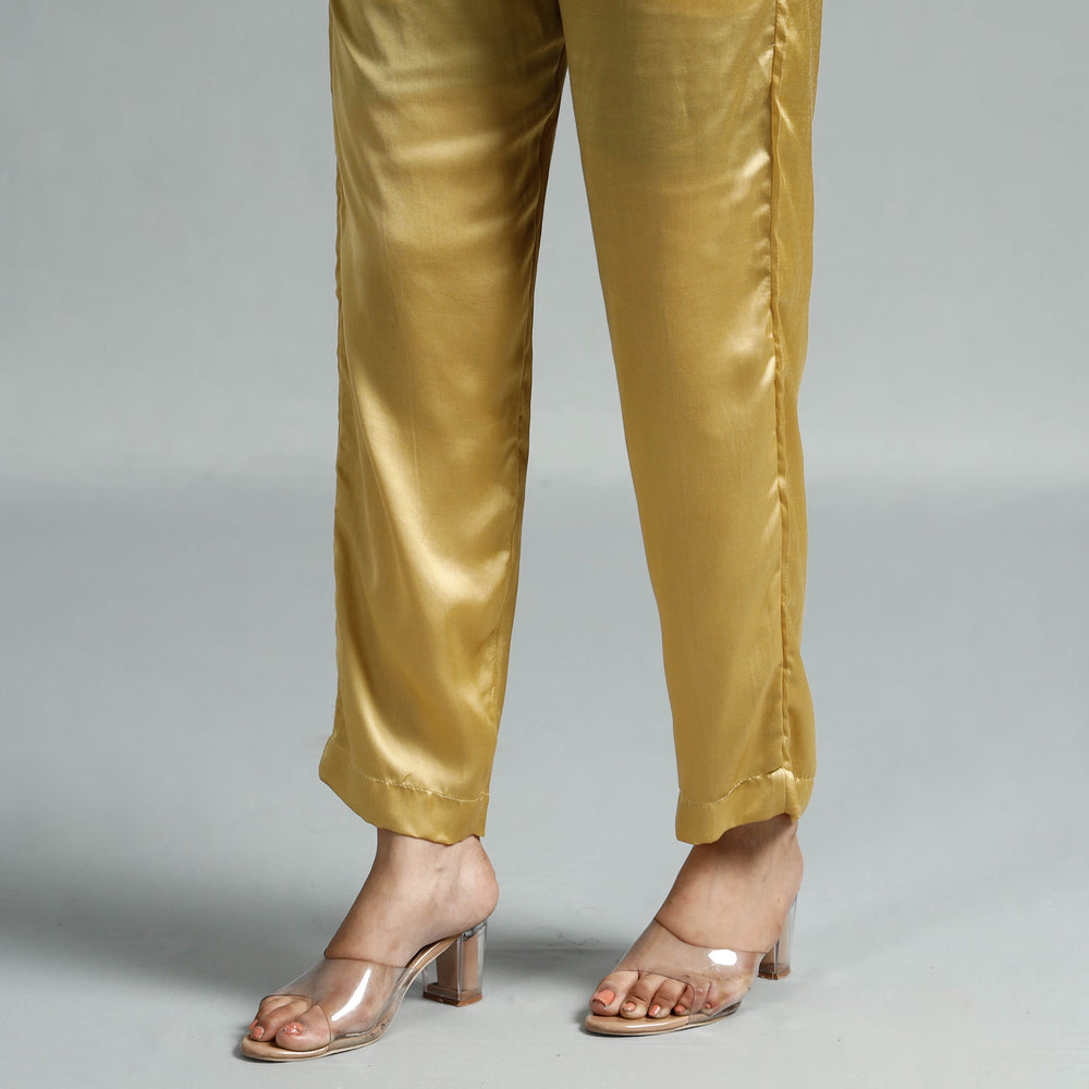 Light Brown Khaki - Plain Modal Silk Elasticated Pant