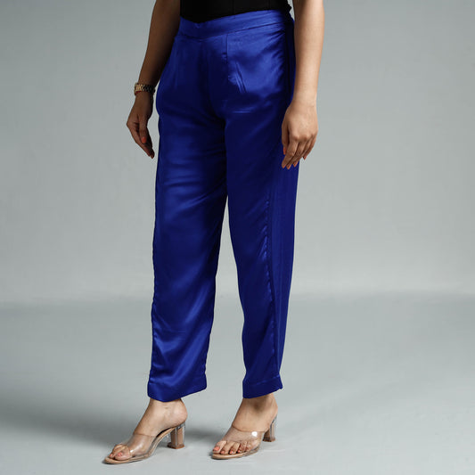 Dark Blue - Plain Modal Silk Elasticated Pant