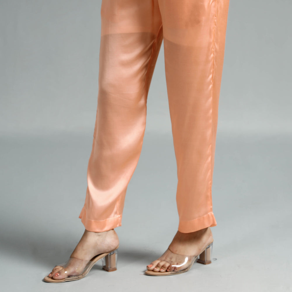 Peach - Plain Modal Silk Elasticated Pant