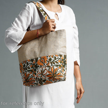 Multicolor - Hand Block Printed Jute Shoulder Bag