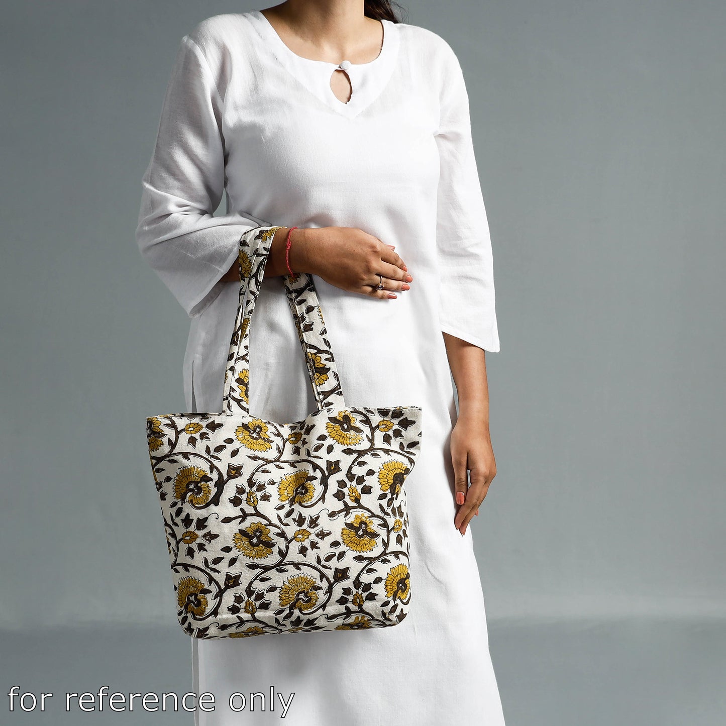 Yellow - Hand Block Printed Canvas Cotton Shoulder Bag