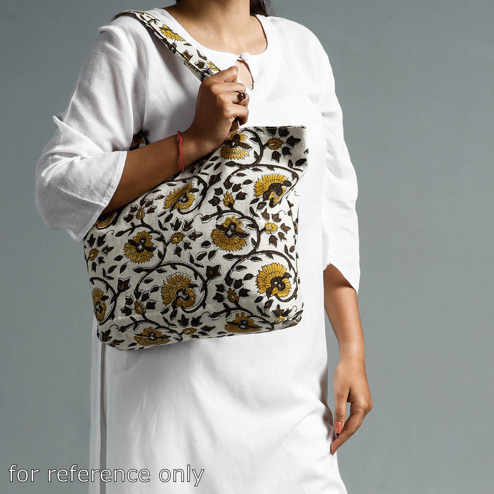 block print jute shoulder bag