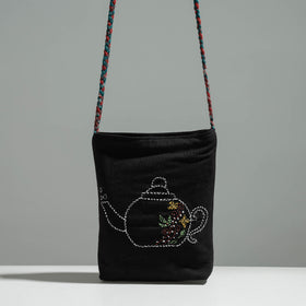 Buy Gamcha Fabric Hand Embroidered Cotton Sling Bag Online at iTokri.com