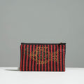 Multicolor Gamcha Fabric Hand Embroidered Jewelry Pouch 